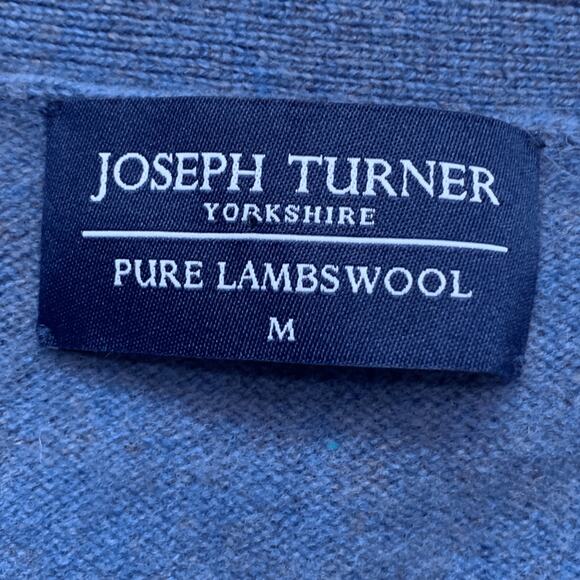 Joseph Turner Yorkshire Blue Lambswool Cardigan Sweater Men’s Medium Unisex Knit - Picture 10 of 12